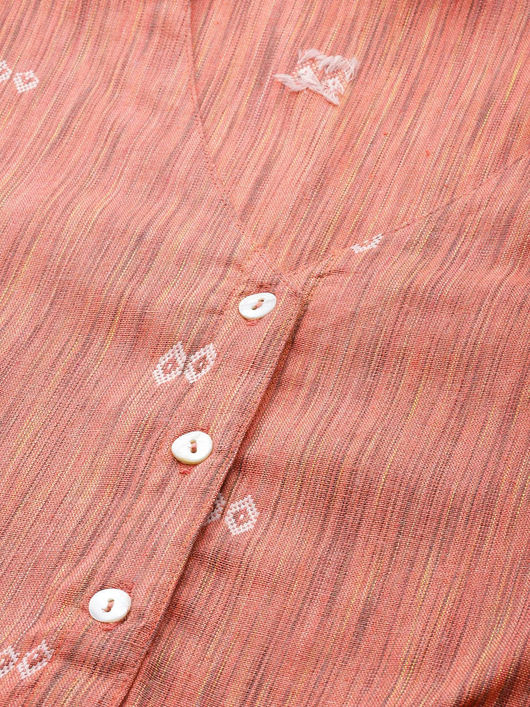 Orange Woven Design Cotton Indian Kurtis for Women