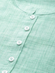 Women Green Pure Cotton Woven Design Straight Kurta ( JOK 1366 Green )-JOK-1366