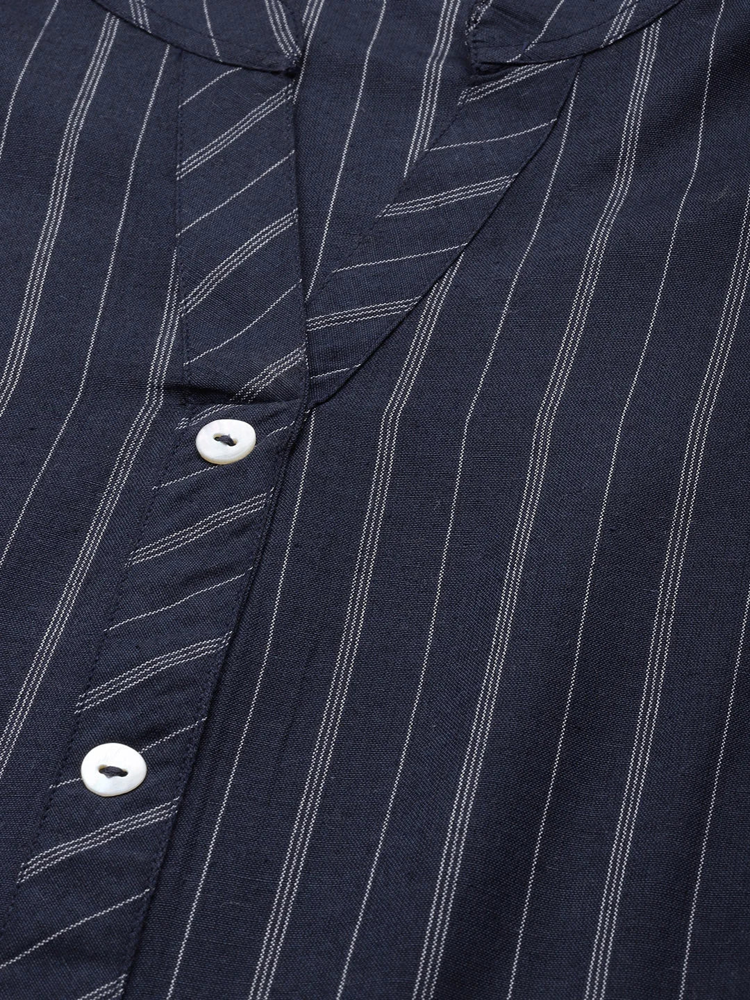 Navy & White Striped Indian Kurta for Women | Cotton Kurtis