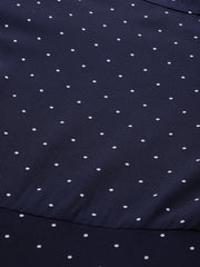 DesiQlo Women Navy Blue & White Polka Dots Print Bell Sleeves Anarkali Kurta ( JOK 1382 Navy )
