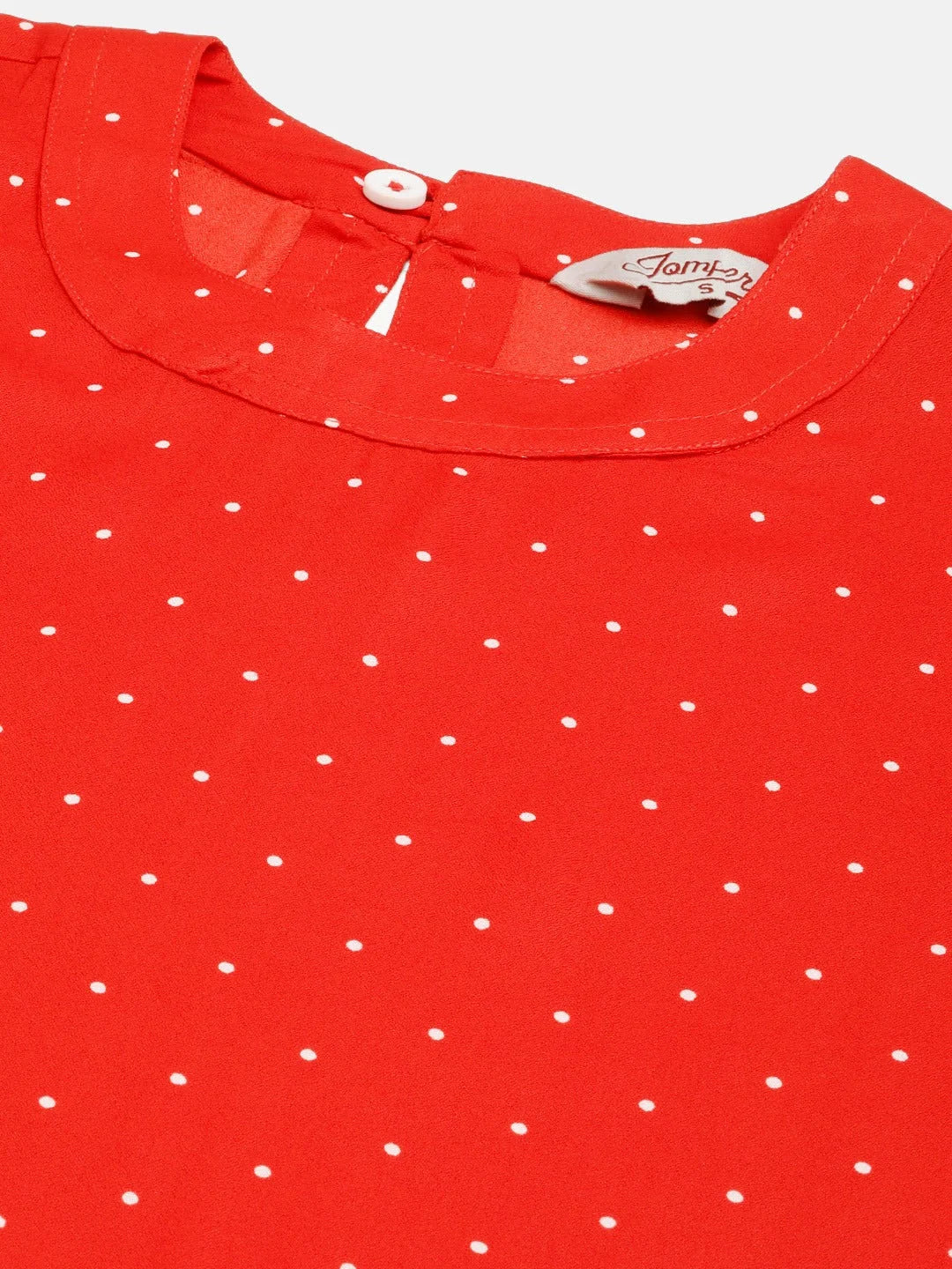 Red Polka Dot Indian Kurta | Flared Sleeve Indian Kurti for Women