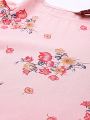 DesiQlo Women Pink & Red Floral Printed Kurta  ( JOK 1392 Pink )