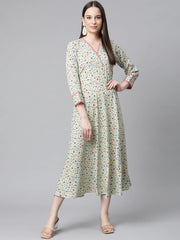 DesiQlo Green Floral printed A-Line kurta ( JOK 1414 Green )
