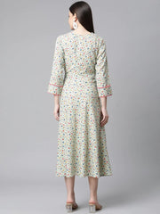 DesiQlo Green Floral printed A-Line kurta ( JOK 1414 Green )