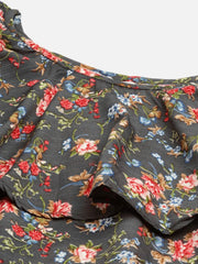 Women Grey Flared Printed kurta ( JOK 1420 Grey )