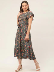 Women Grey Flared Printed kurta ( JOK 1420 Grey )