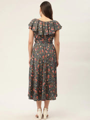 Women Grey Flared Printed kurta ( JOK 1420 Grey )