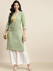 Ethnic Motifs Thread Work  Kurta ( JOK 1446 Green )