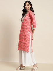 Ethnic Motifs Thread Work  Kurta ( JOK 1446 Pink )