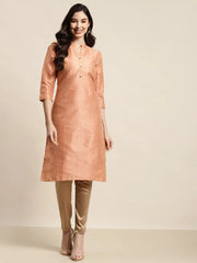 Orange Striped Thread Work Kurta ( JOK 1450 Orange )