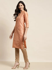 Orange Striped Thread Work Kurta ( JOK 1450 Orange )