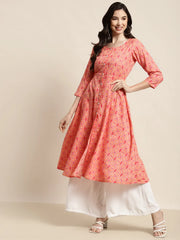 Printed Anarkali Kurta ( JOK 1452 Orange )