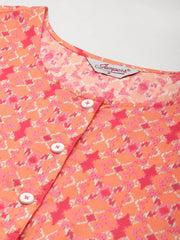 Printed Anarkali Kurta ( JOK 1452 Orange )