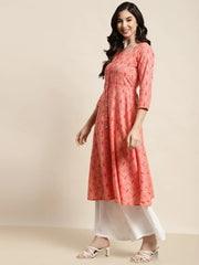 Printed Anarkali Kurta ( JOK 1452 Orange )
