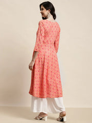 Printed Anarkali Kurta ( JOK 1452 Orange )