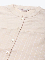 Ethnic Motifs Printed Lurex Kurta ( JOK 1467 Brown )