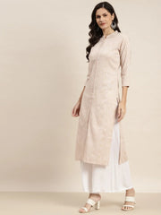 Ethnic Motifs Printed Lurex Kurta ( JOK 1467 Brown )