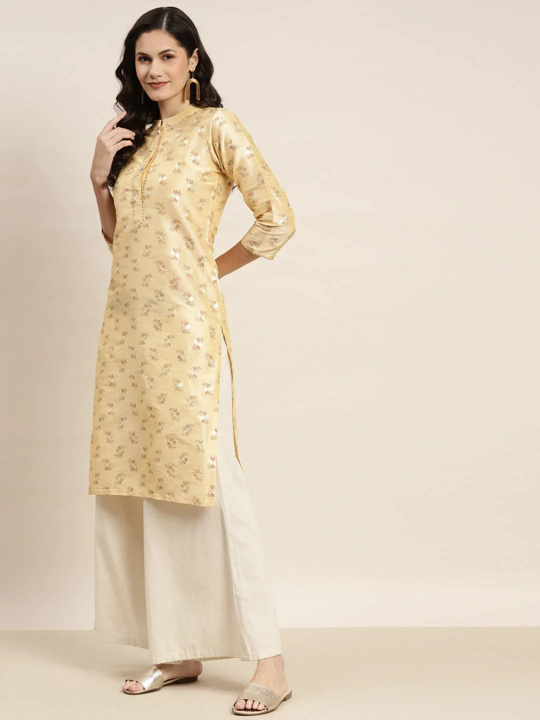 DesiQlo Women Kurta & Kurtis - Beige - JOK_1469_Cream_S