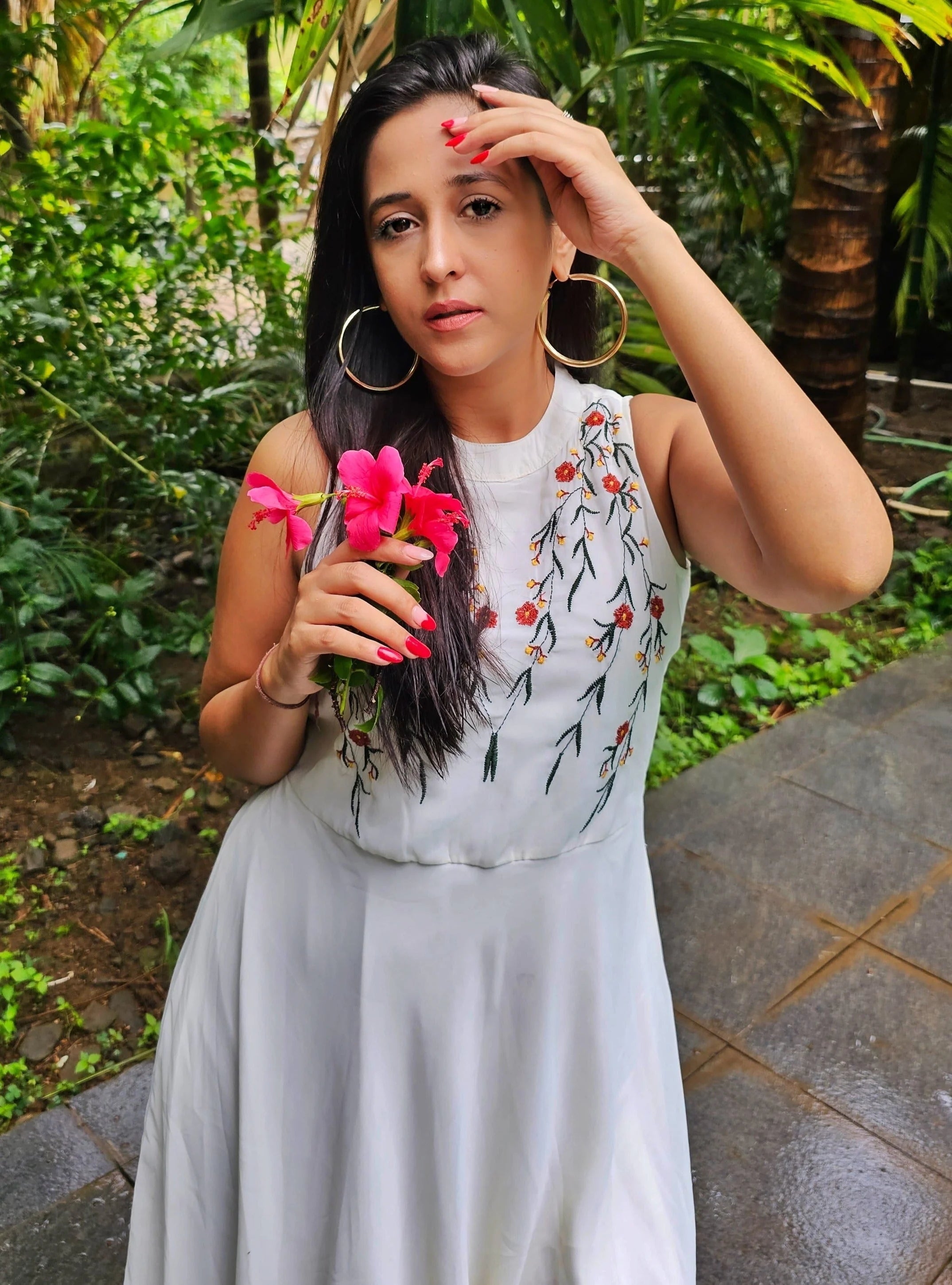 Embroidered A-Line Midi Dress | Indian Kurtis for Women