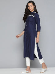 Paisley Embroidered Chikankari Navy Kurta ( JOK 1486 Navy )-JOK-1486