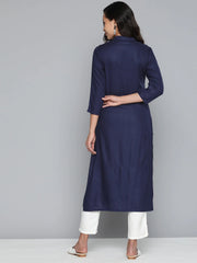 Paisley Embroidered Chikankari Navy Kurta ( JOK 1486 Navy )-JOK-1486
