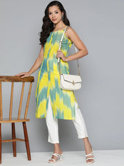 Pure Cotton Yellow Ikkat Kurta ( JOK 1487 Yellow )-JOK-1487