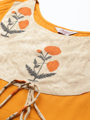 Floral Printed Mustard Floral Kurta ( JOK 1488 Mustard )-JOK-1488