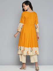 Floral Printed Mustard Floral Kurta ( JOK 1488 Mustard )-JOK-1488