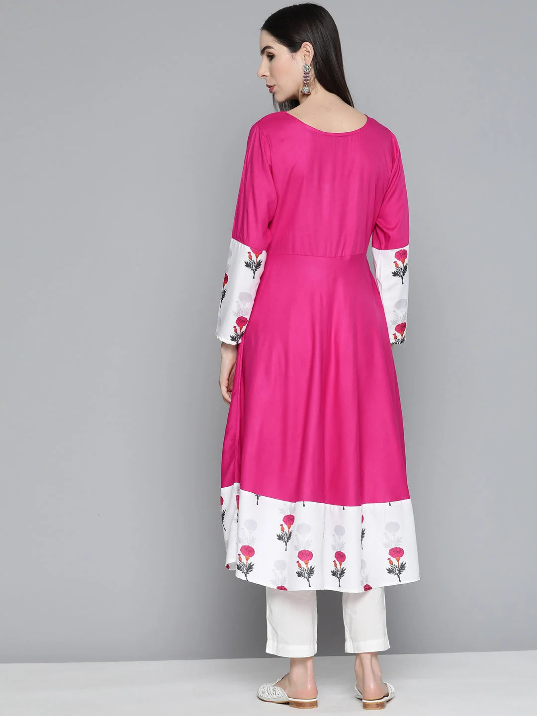 Pink Floral Printed Kurta - Stylish Indian Kurtis for Women
