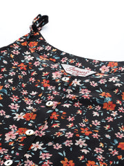 Floral Printed Floral Georgette Kurta ( JOK 1491 Black )-JOK-1491