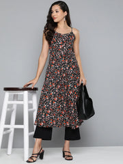 Floral Printed Floral Georgette Kurta ( JOK 1491 Black )-JOK-1491