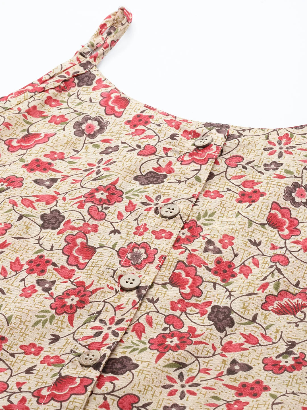 Red Floral Cotton Indian Kurta - Shop Ladies Kurtas Online