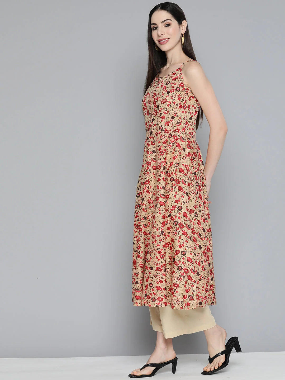 Red Floral Cotton Indian Kurta - Shop Ladies Kurtas Online