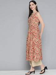 Floral Printed Floral Cotton Kurta ( JOK 1491 Red )-JOK-1491