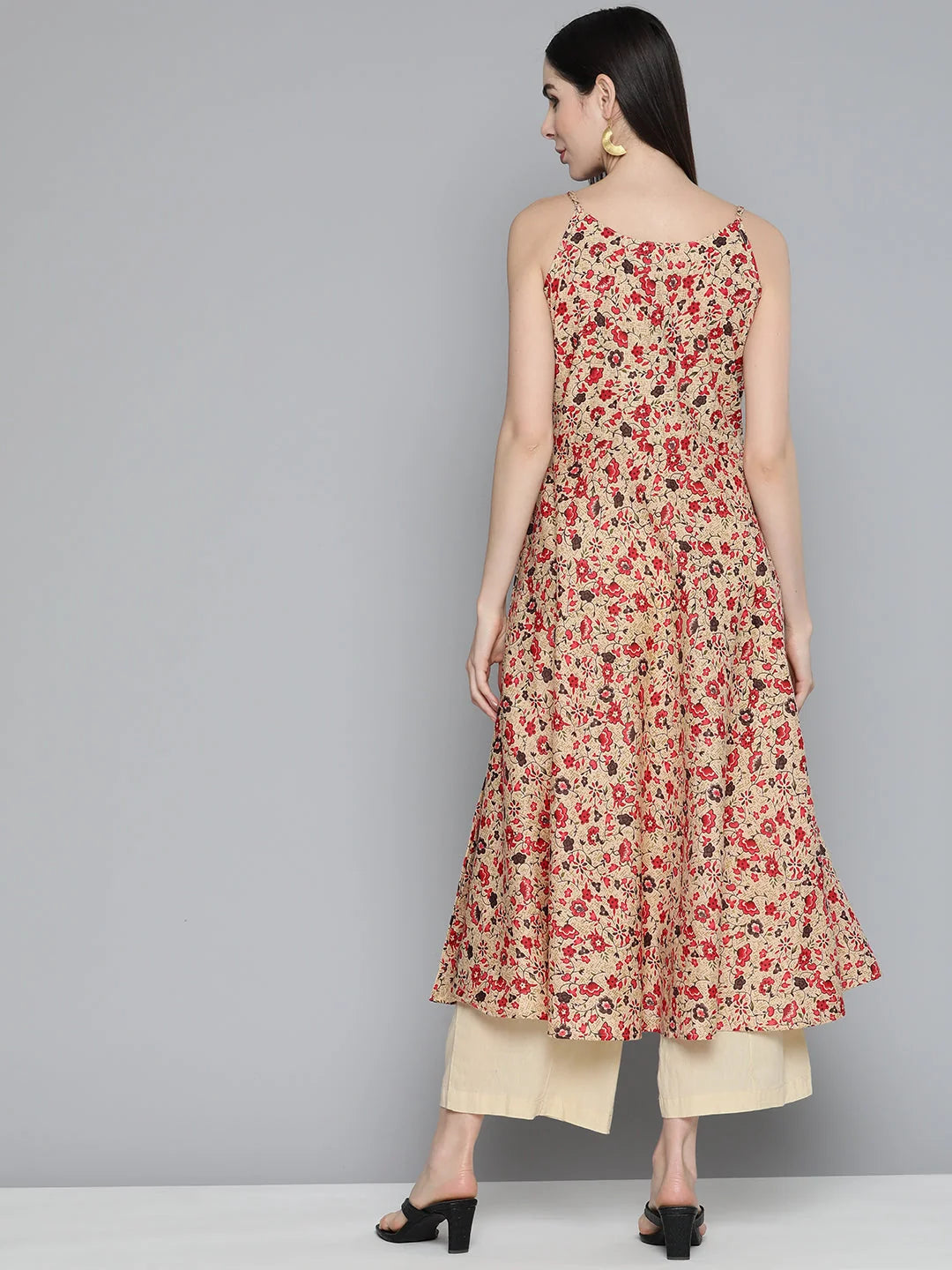 Red Floral Cotton Indian Kurta - Shop Ladies Kurtas Online