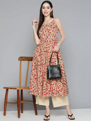 Floral Printed Floral Cotton Kurta ( JOK 1491 Red )-JOK-1491