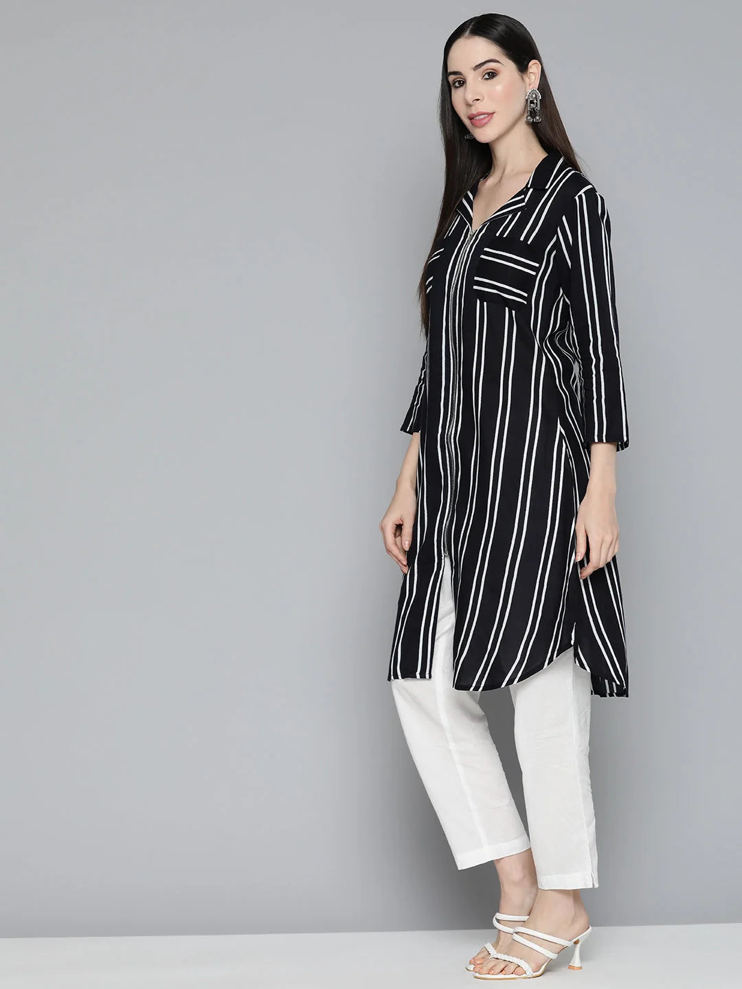 Black Striped Rayon Kurta - Shop Stylish Indian Kurtas Now