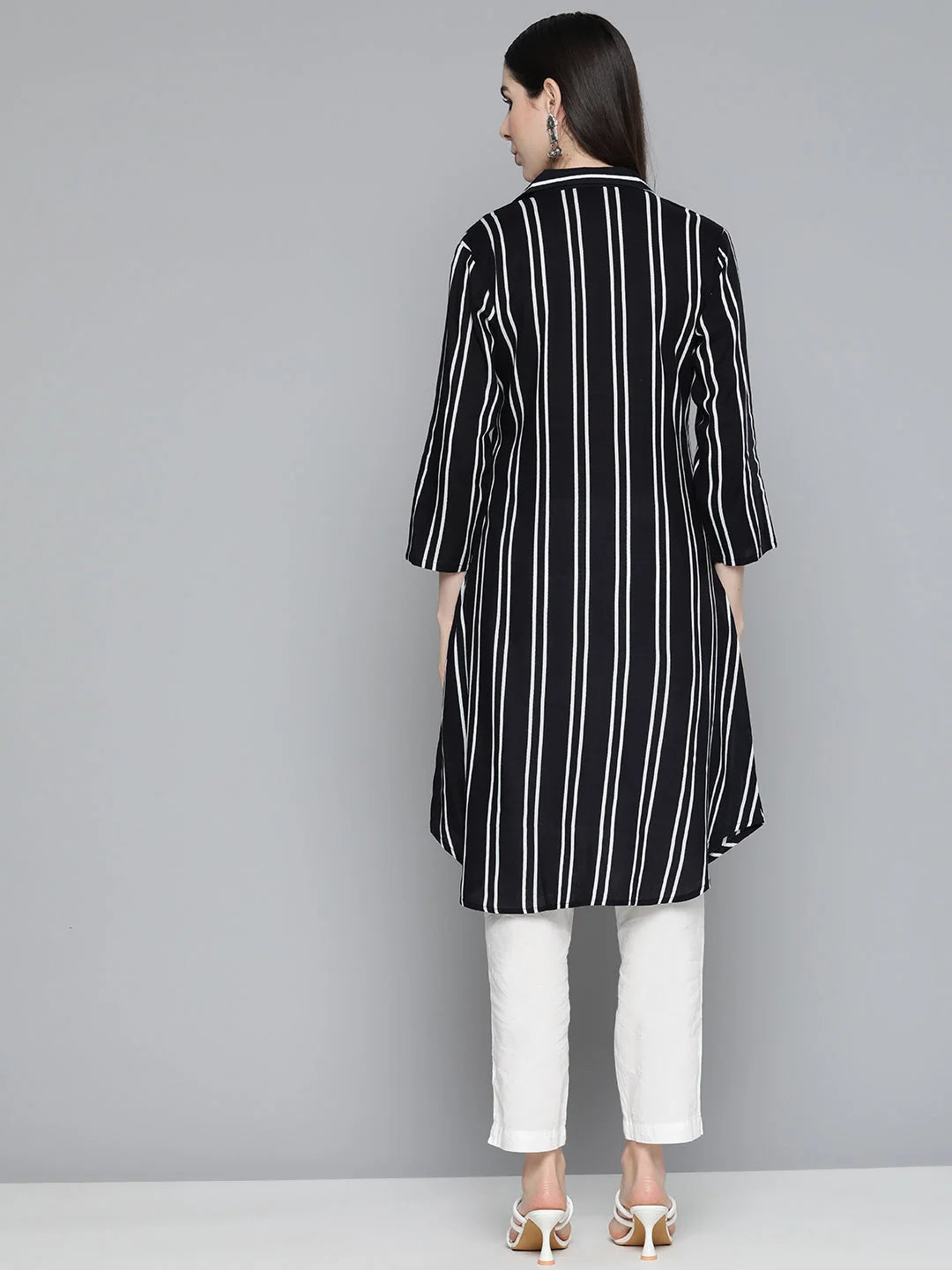 Black Striped Rayon Kurta - Shop Stylish Indian Kurtas Now