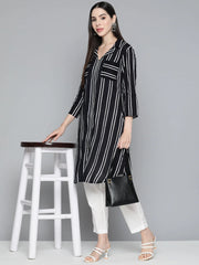 Black Striped Kurta ( JOK 1492 Black )-JOK-1492