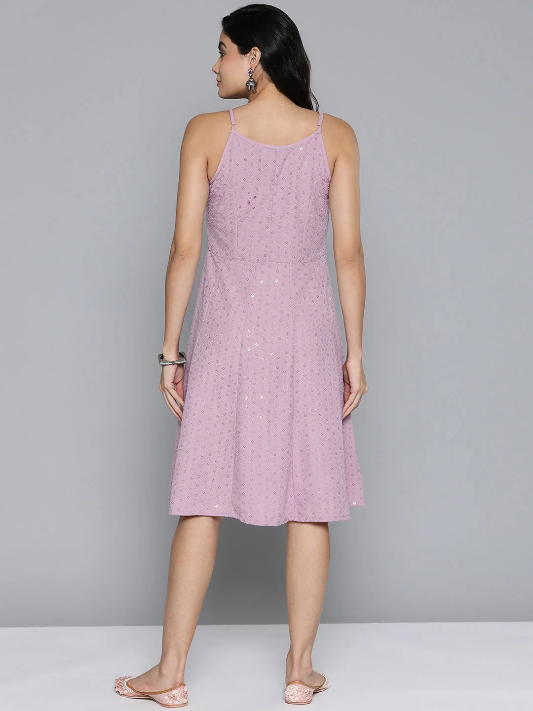 Sequin Anarkali Dress - Women's Western Clothing Light-Purple
