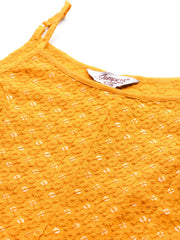 DesiQlo Mustard Floral Sequin Embroidered A-Line Midi Dress ( JOK 1494 Mustard )