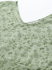 DesiQlo Floral Georgette A-Line Midi Dress ( JOK 1500 Green )