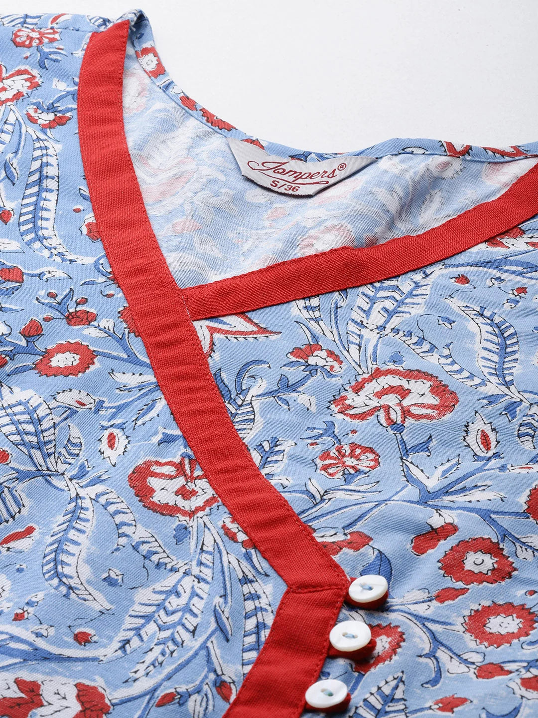 Blue Floral Anarkali Kurta for Women | Stylish Cotton Kurti