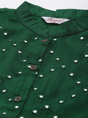 Women Geometric Embroidered Mirror Work Kurta-JOK-1515