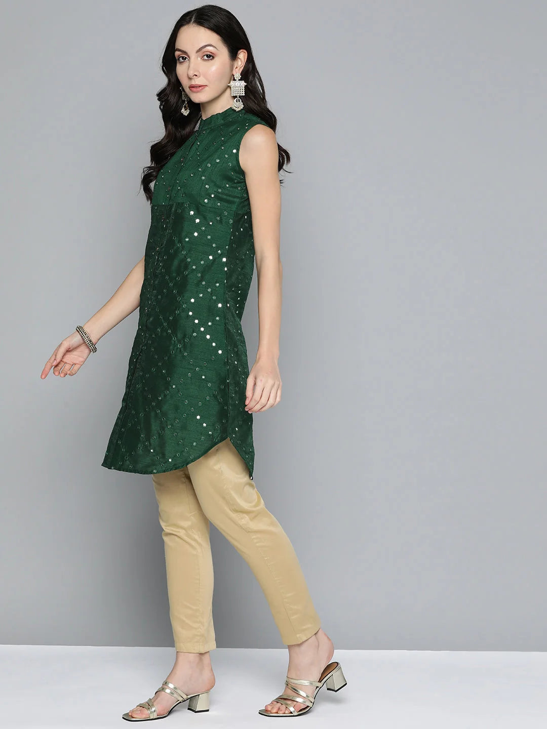 Embroidered Indian Kurtis: Women's Mirror Work Kurta
