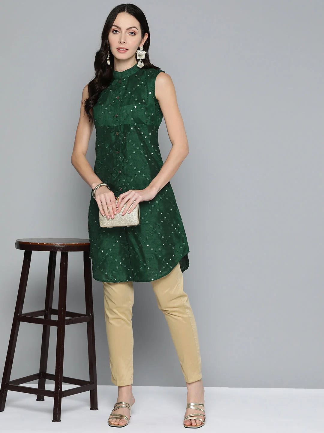 Embroidered Indian Kurtis: Women's Mirror Work Kurta