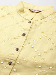 Women Geometric Embroidered Mirror Work Kurta-JOKQ
