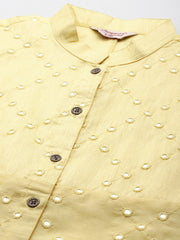 Women Geometric Embroidered Mirror Work Kurta-JOKQ