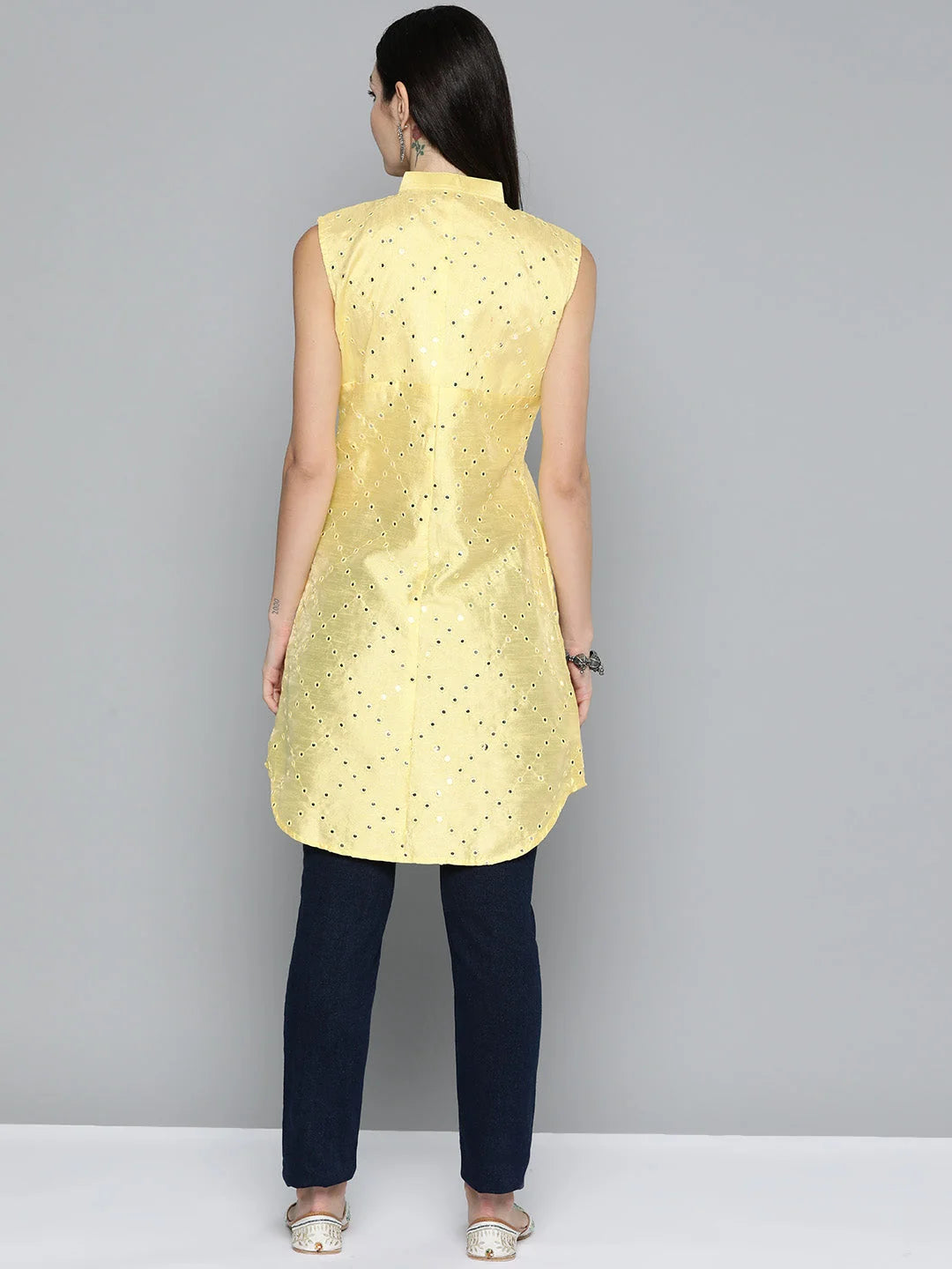 Elegant Embroidered Mirror Work Indian Kurta for Ladies