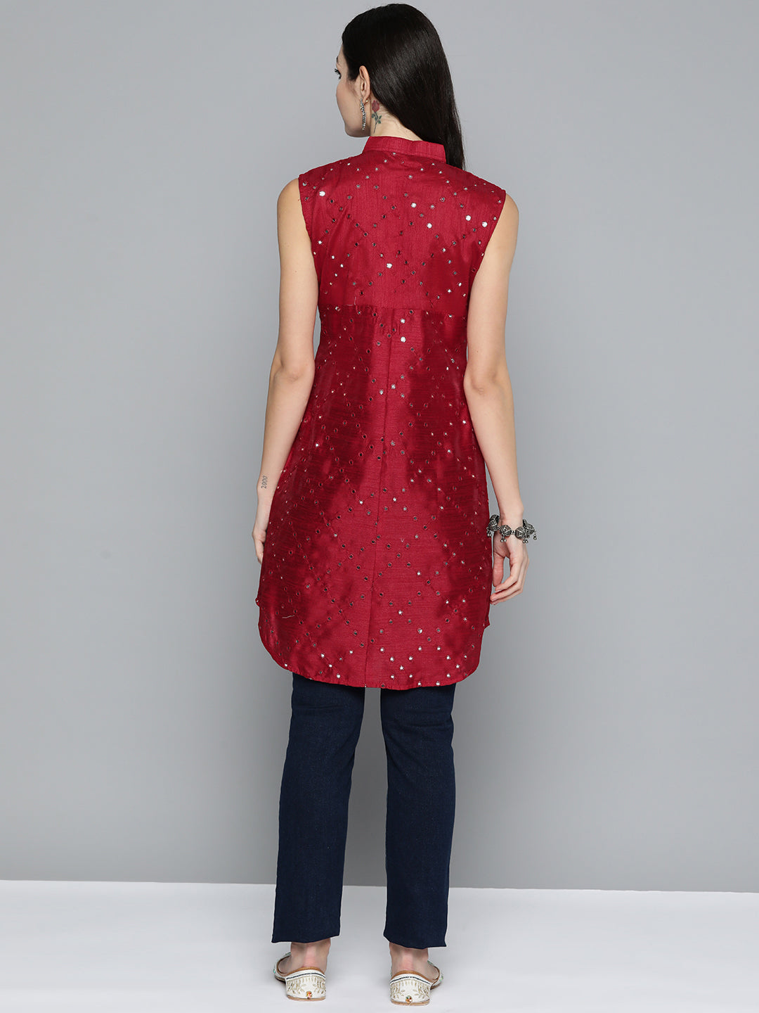 Elegant Indian Kurtas: Women's Embroidered Mirror Work Kurta